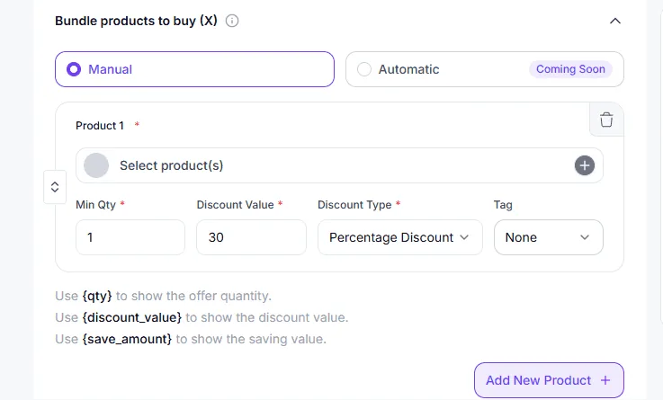 Bundle products to buy (X) configuration with min quantity and discount