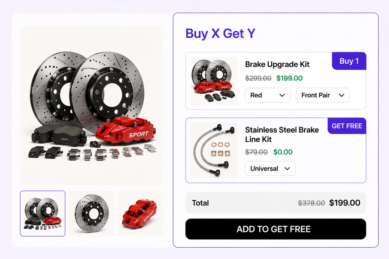 In-page Buy X Get Y bundle builder widget