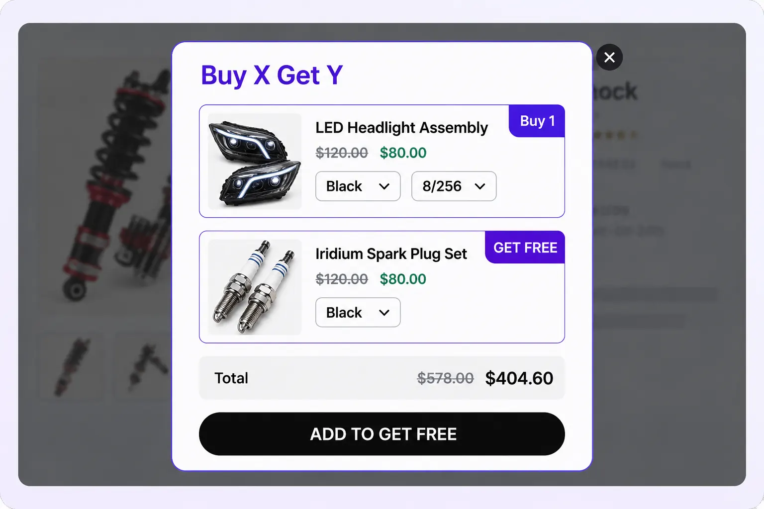 Popup Buy X Get Y bundle builder modal