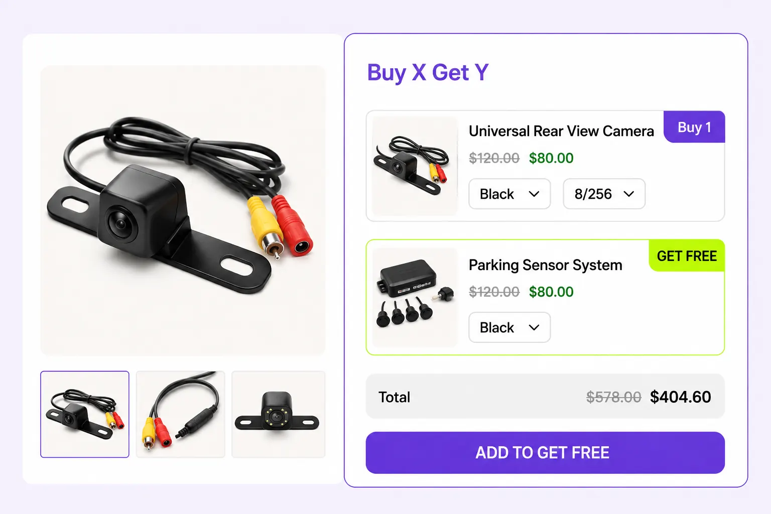 Product page with Buy X Get Y bundle builder embedded