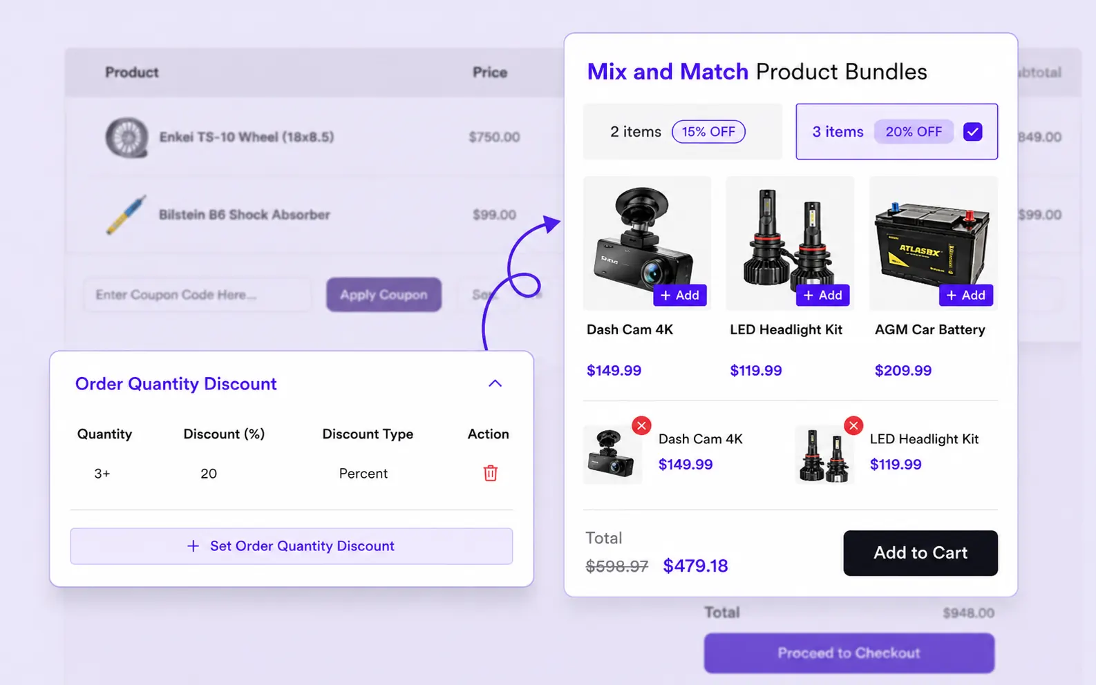 Order quantity tiered discount setup for mix and match