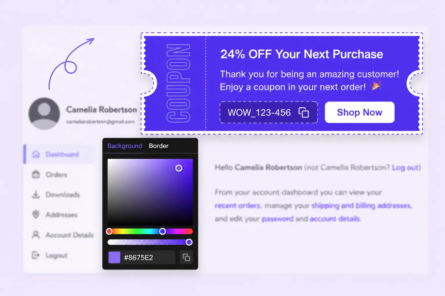 Design customization for next-order coupon
