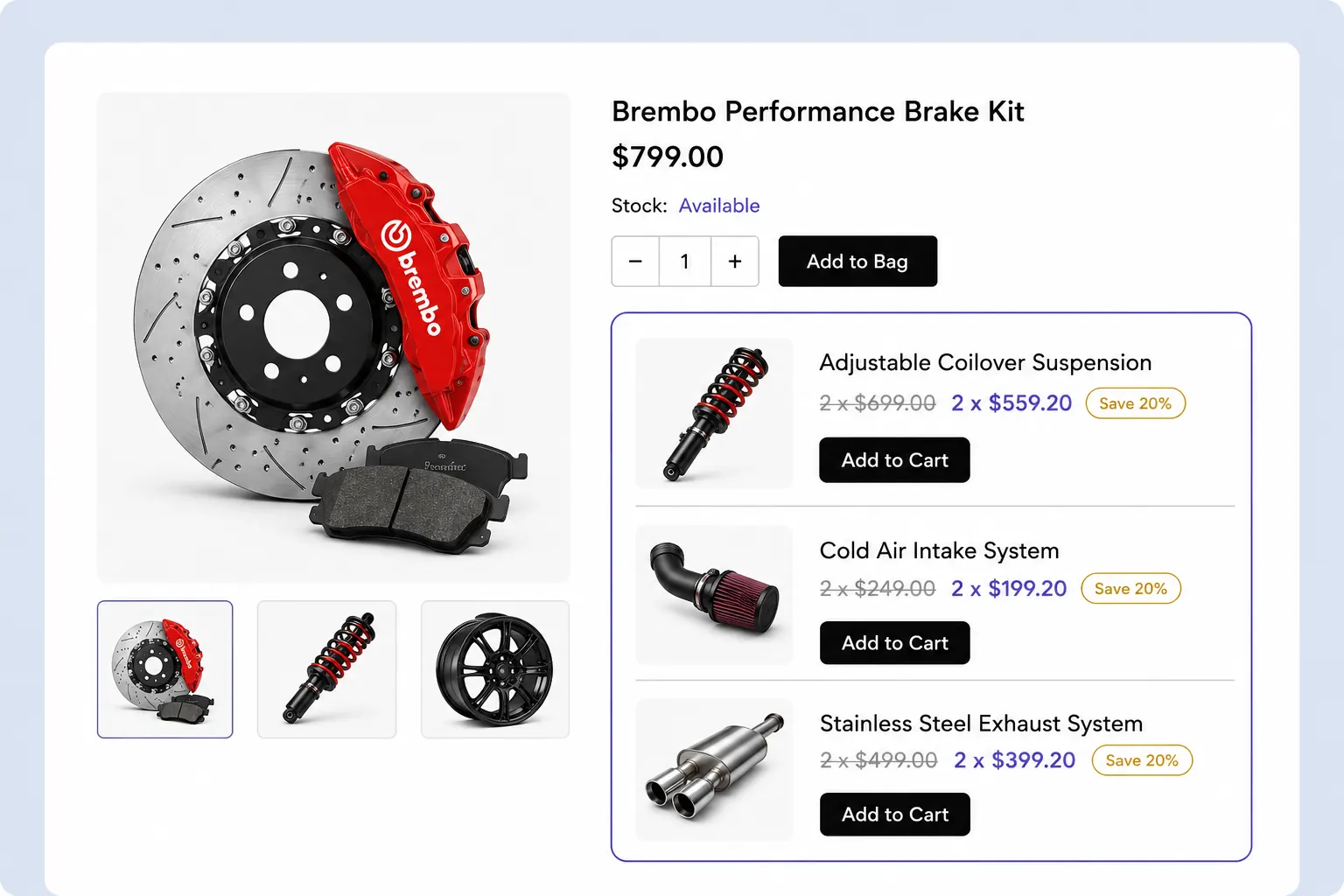 Product page showing discount campaign with save 20% offers