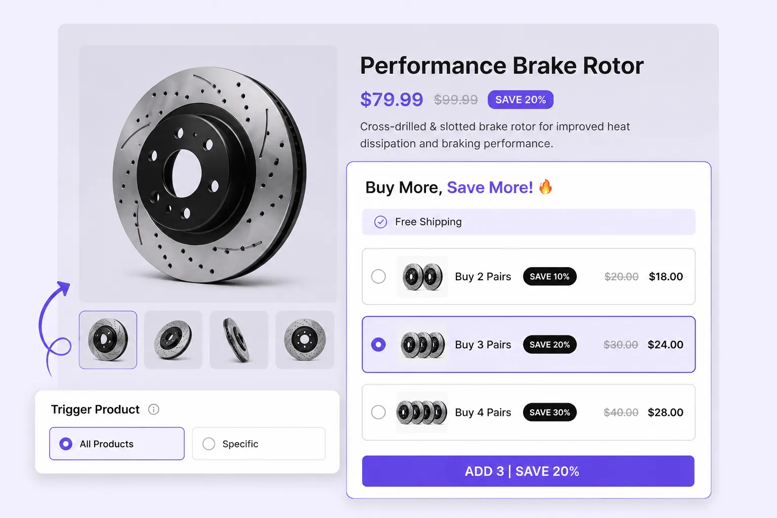 Trigger product selector for bulk discount campaign on a product page