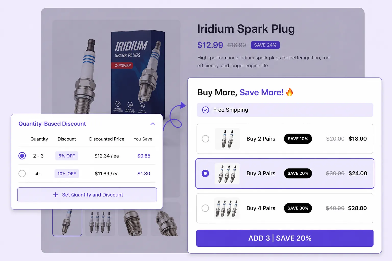 Bulk discount tiers configuration with multiple quantity-based offers