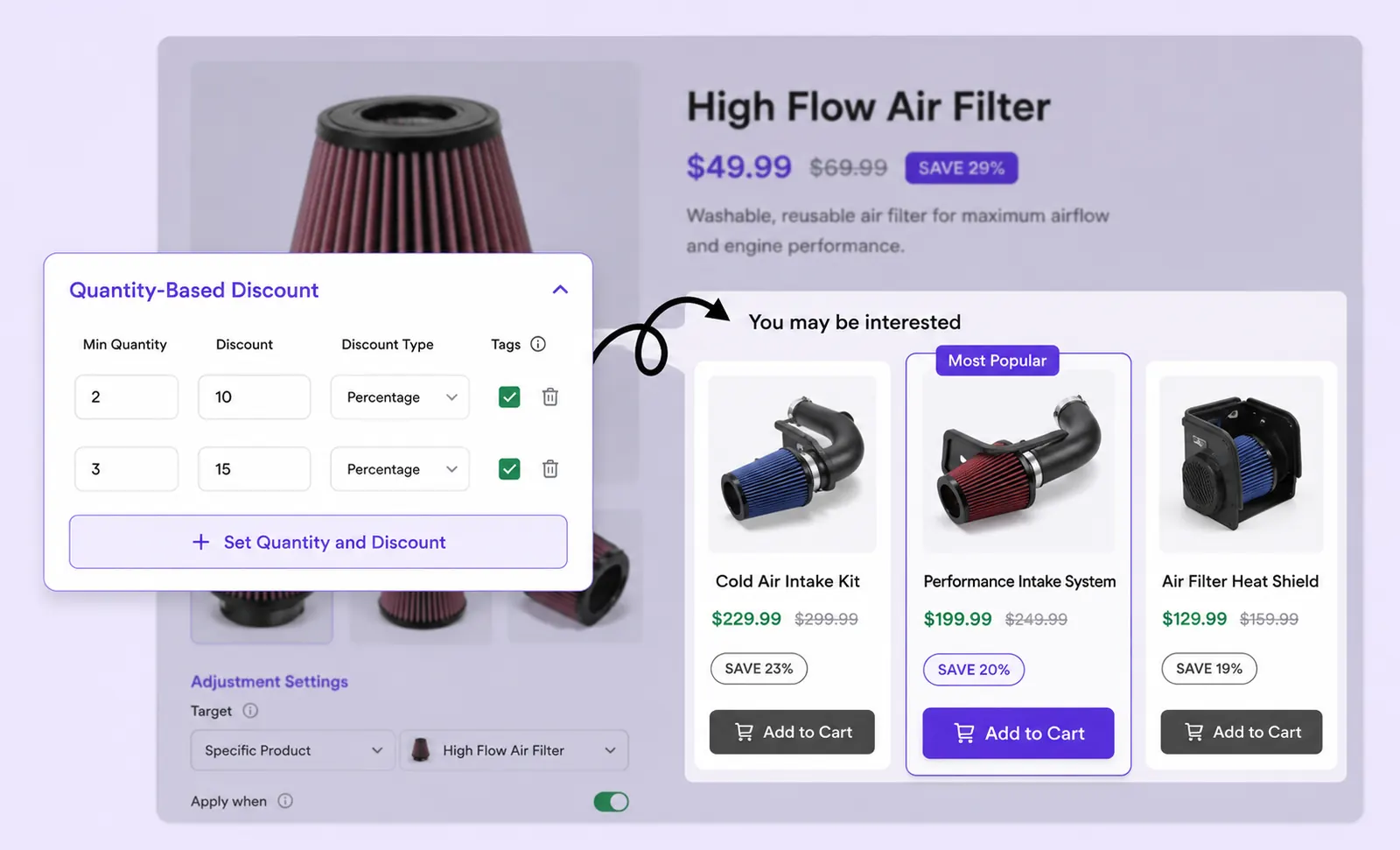 Bulk discount tiers highlighted with Most Popular and Most Valued labels