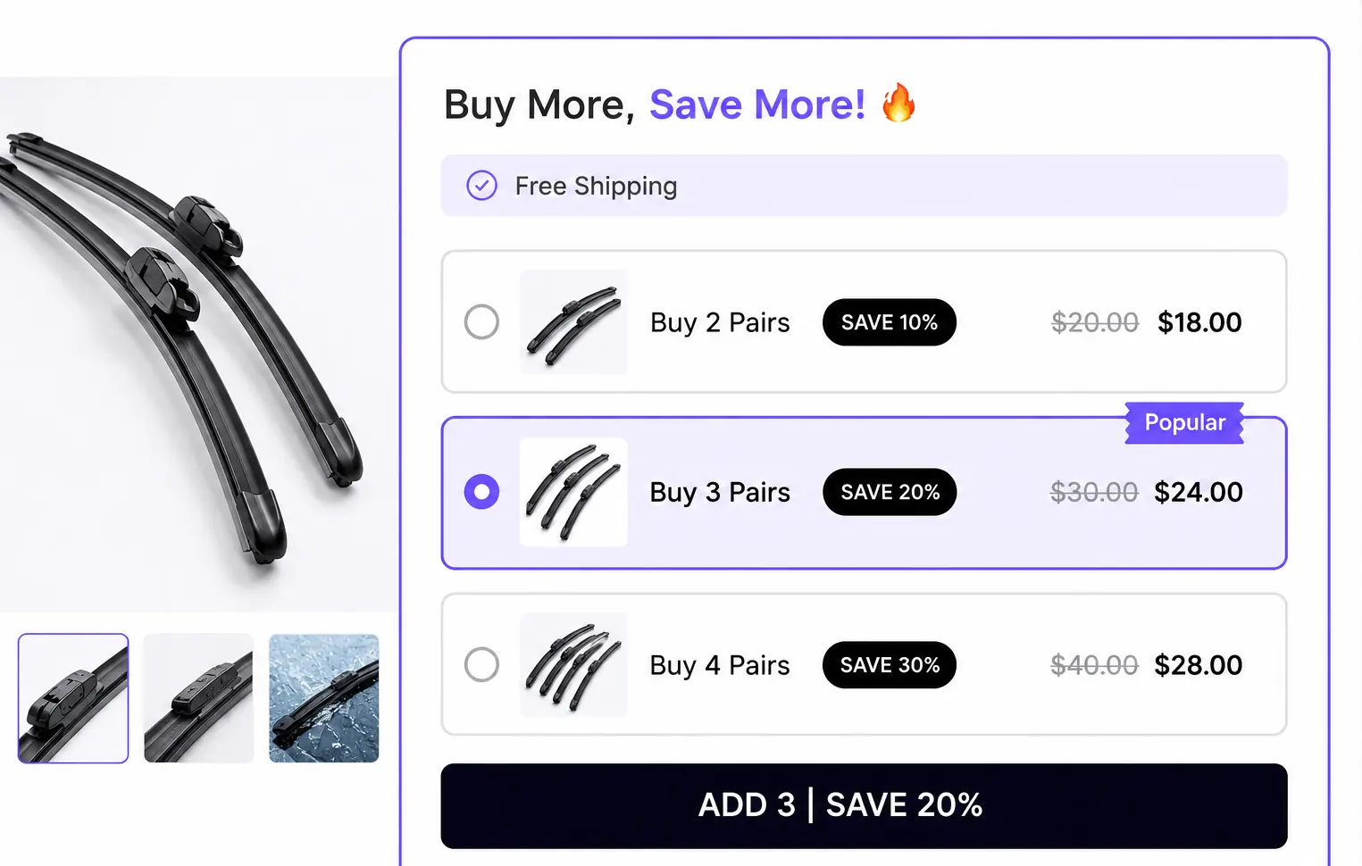 Product page showing quantity discount tiers with buy more save more offers