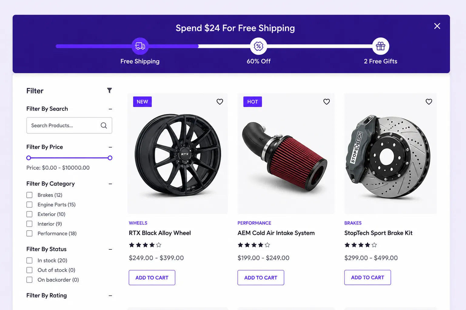 Spending goal progress bar pinned to top